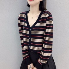 도매광 루즈핏니트 실얼음 여성 여름 브이넥 심볼미키 패턴 자수 스트라이프 단가라 멜란