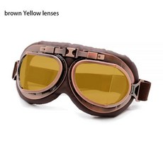 오토바이 크루저 카페 스쿠터용 레트로 빈티지 파일럿 고글 모터 보호 기어 안경, brown-Yellow