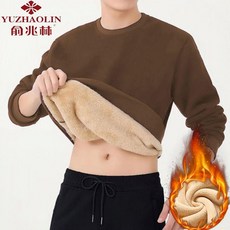 T-남성 가을 겨울 두꺼운 캐주얼 스웨터 하이엔드 방한 따뜻한 양털 맨투맨 긴팔티