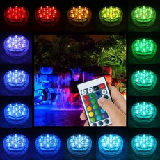 10 led 원격 제어 rgb 잠수정 빛 배터리 운영 수 중 밤 램프 야외 꽃병 그릇 정원 파티 장식|LED 수중 전등|, 단일, 1개