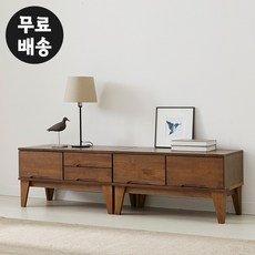 레빈 고무나무 원목 거실장세트 tv다이 티비장(1600), 색상:월넛 - 원목거실장세트