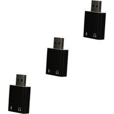 UKCOCO 3pcs USB 외장 사운드 카드 잭 오디오 어댑터 스테레오 헤드폰 휴대용 알루미늄 합금 스플리터 윈도우, 4.3x2.5cmx3pcs_Blackx3pcs, 3개