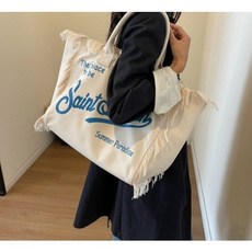 바캉스 휴양지 캔버스 태슬 빅 토트백 에코백