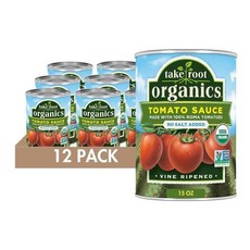 Take Root Organics 토마토 소스 425.2g(15온스) 12개 팩, 3) Pack 12 - 토마토 소스 - 소금 없음 - organix