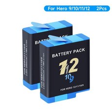 PALO 카메라 배터리 고프로 히어로 9 10 11 12 용 2000mAh 충전식 배터리 3 슬롯 스마트 충전기 보관함, [02] 2PCS Battery