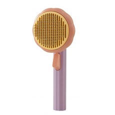 호박 자가 청소 슬리커 빗 for dog cat 강아지 토끼 손질 브러시 도구 부드럽게 느슨한 언더코트 얽힌 머리카락 제거, 자주색, 1개