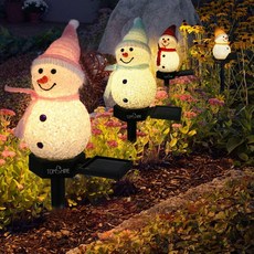 Tomshine 야외용 LED 태양광 크리스마스 눈사람 잔디 정원등, 빨간+노랑+푸른+분홍