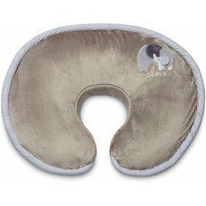 Boppy Luxe 간호 베개 및 포지셔너 Elephant Snuggle Taupe 사랑스러운 아플리케 및 코핑 배관이있는