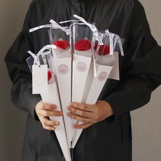 헤일리 한송이 꽃다발 DIY 포장지 케이스, 10개, 화이트