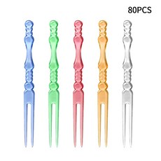 귀여운 눈 과일 포크 플라스틱 픽 도시락 스낵 케이크 디저트 음, 1.80pcs, 1개