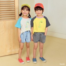 키즈흑청반바지
