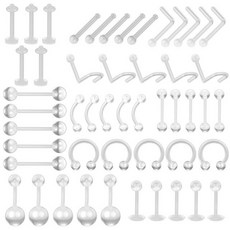 공용 아크릴 UV 바디 피어싱 세트 눈썹 입술 코 배꼽 젖꼭지 대량 투명 말굽 링 바 혀