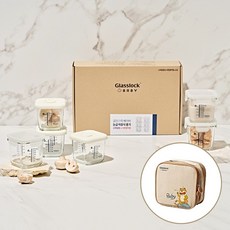 글라스락 베이비 눈금 이유식용기 큰용량 270ml 6조 & 보냉백 세트 코코넛밀크