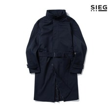 지이크 네이비 반 하이넥 아일렛 스트랩 트렌치 코트 PENAA7303