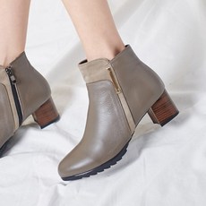 국내생산 발편한 소가죽 여성 기모 앵클부츠 5cm 베이지 블랙