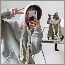 견주 강아지커플룩 기모후드티 강아지겨울옷, 그레이, 1개