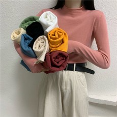 생활도움 블랙 니트 스판 이너 여 추동 2020 슬림 반하이넥 긴팔 니트