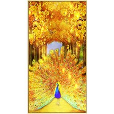 금전수 가로수길 공작새 보석십자수 큐빅 비즈 풍경, 60x110
