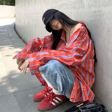 대박난박양 레드 체크 오버핏 셔츠 박난박양 레드 체크 오버핏 셔츠