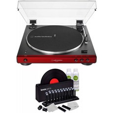Audio-Technica AT-LP60XBT Bluetooth 완전 자동 스테레오 턴테이블 (빨간색) Knox Gear 비닐 레코드 클리너 키트 포함 (2 품, 단일옵션
