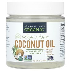 Viva Naturals 유기농 엑스트라 버진 코코넛오일 473ml(16fl oz), Viva Naturals 유기농 엑스트..., 1개, 473ml