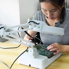 확대경 LED 스탠드 돋보기 10배 20배 작업용 회로기판, 1개, 화이트유리10배(스테인리스브라켓+먼지커버)
