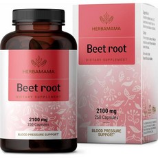 HERBAMAMA 비트 뿌리 추출물 2100mg 비건 250캡슐