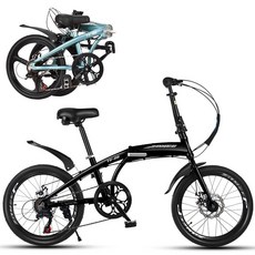 시에모 최신형 미니벨로 완조립 알루미늄 경량 접이식 폴딩 자전거 20인치, 블랙 기본형 휠