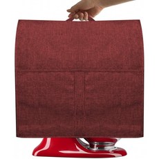 [해외 직배송] 4.5 x8 쿼트 키친에이드 믹서 KitchenAid 믹서 포켓이 있는 패브릭 커버 4.5쿼트 및 모든 5쿼트 와인 레드용, 단일옵션