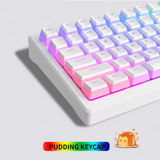 ZIFRIEND 푸딩 LED 투과 키캡 PBT 기계식 커스텀 무각 OEM 프로파일 영문 교체용 풀세트 130키, 화이트