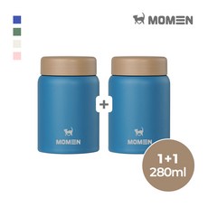 모멘 미니 이유식 보온병 304스테인리스 보온보냉 푸드자 죽통, 2개, 280ml, 블루