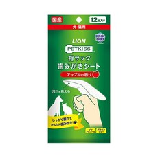 라이온 반려동물 페트키스 PETKISS 손가락 자루 칫솔 시트 애플 향기 12 장, 12개