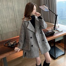 DarjinQD 여성 영국풍 빈티지 모직코트 E79