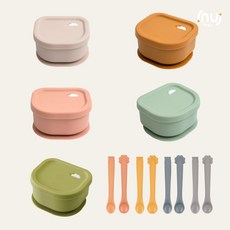 이누이베베 톰톰 흡착볼1P + 이유식스푼2P, 블루그레이/올리브