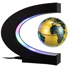 Arvin Anti Gravity Floating World Map Globe Magnetic Levitation C Shape Base 3 inch Rotating Planet Earth Ball LED, 단일옵션