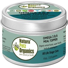 Natura Petz Organics 오메가 3 6 고양이용 터키 맛 파우더 스킨 코트 보충제 4온스 주석, 1개
