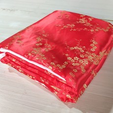 원앙 이불 커버 지퍼형 200x230 비단 원앙금침 복고 행운 전통 옛날 황금복, 150x200cm, 이불커버(솜x), G. 레드매화+화이트인조실크