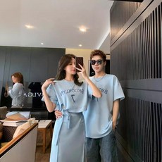 휴먼러브 온가족 패밀리룩 아빠 엄마 딸 아들 3인 4인가족 럭키 7 여름 단체티 커플룩