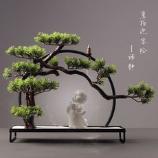미니 소나무 분재 모형 향 받침대 향홀더 향꽂이 장식, 야보 파인 젠