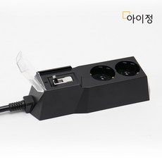 아이정 4000W 고용량 대용량 고전력 과부하차단 2구 블랙 멀티탭, 1개, 1.5m