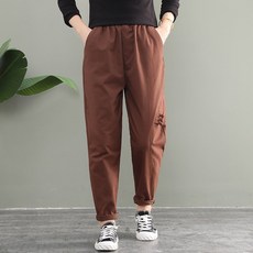 리넨 여성 와이드 루즈핏 단아한 빈티지 하이웨이스트 날씬해 보이는 면린넨 캐주얼바지 9부바지 스키니 여자