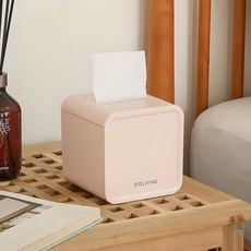 STOLIVING 正方形粉彩衛生紙盒, 粉色, 1個