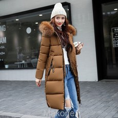 Makone여자 겨울 코트 롱 코트 겨울 한국판 후드 슬림 터틀넥 중장 여성 면복 두꺼운 외투 한 벌 대박