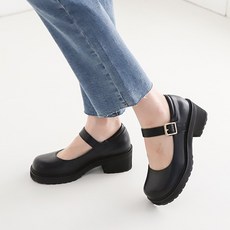 헤븐슈즈 여성 통굽 스트랩 메리제인 로퍼