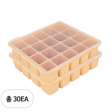 쁘띠누베 실리콘 이유식 냉동 용기 멀티 눈금큐브 금줄 20구, 500ml, 샌드 베이지, 30개
