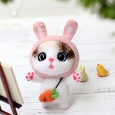 에스이제이 DIY양모펠트 니들펠트 패키지세트, 당근고양이, 1세트