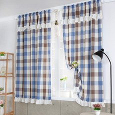 커튼이샵 선염 체크 커튼 2p 세트