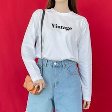 험블스튜디오 빈티지 레터링 라운드 환절기 루즈핏 이너티 여성 긴팔 티셔츠 2color