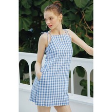 GINGHAM CHECK STRING MINI DRESS