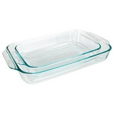 파이렉스Pyrex Basics 투명 직사각형 유리 베이킹 접시 - 2피스 밸류 플러스 팩 세트 각 1개: 2쿼트 3쿼트161868